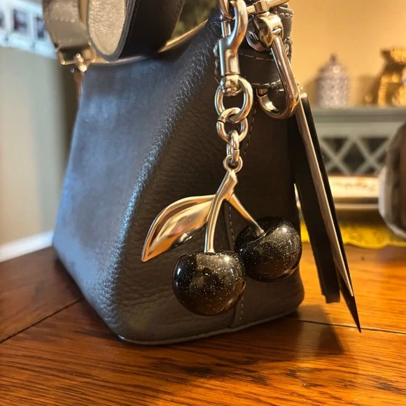 Consuela Keanu Your Way Bag Gray Pebbled Leather with Cherry Charm - Picture 4 of 7